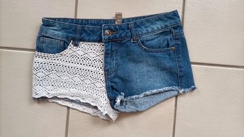 Short en jeans et dentelle taille 36 Denim Co