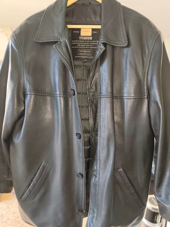 Veste en cuir noir pour homme - photo numéro 2