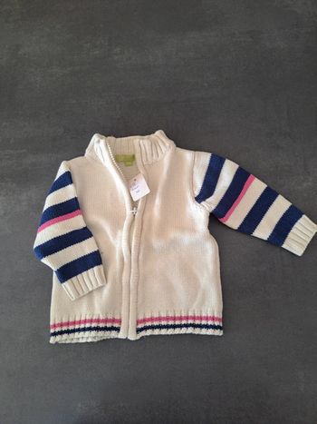 Gilet 6 mois rayé bleu et rose