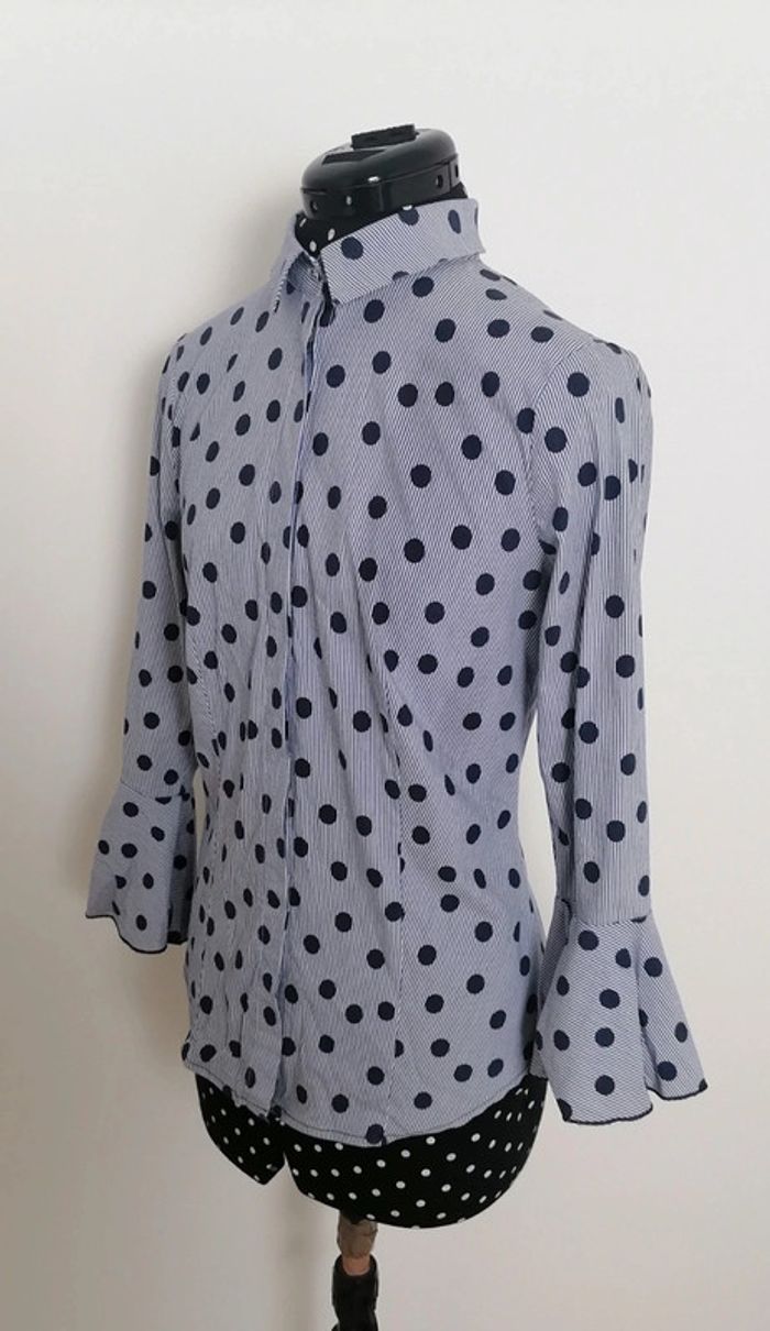 Chemise à rayures et gros pois bleu marine et blanc Taille S Liu Jo - photo numéro 6