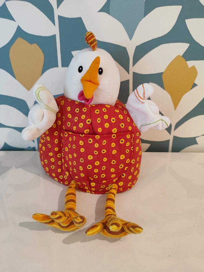 Peluche marionnette poule Ophélie lilliputiens