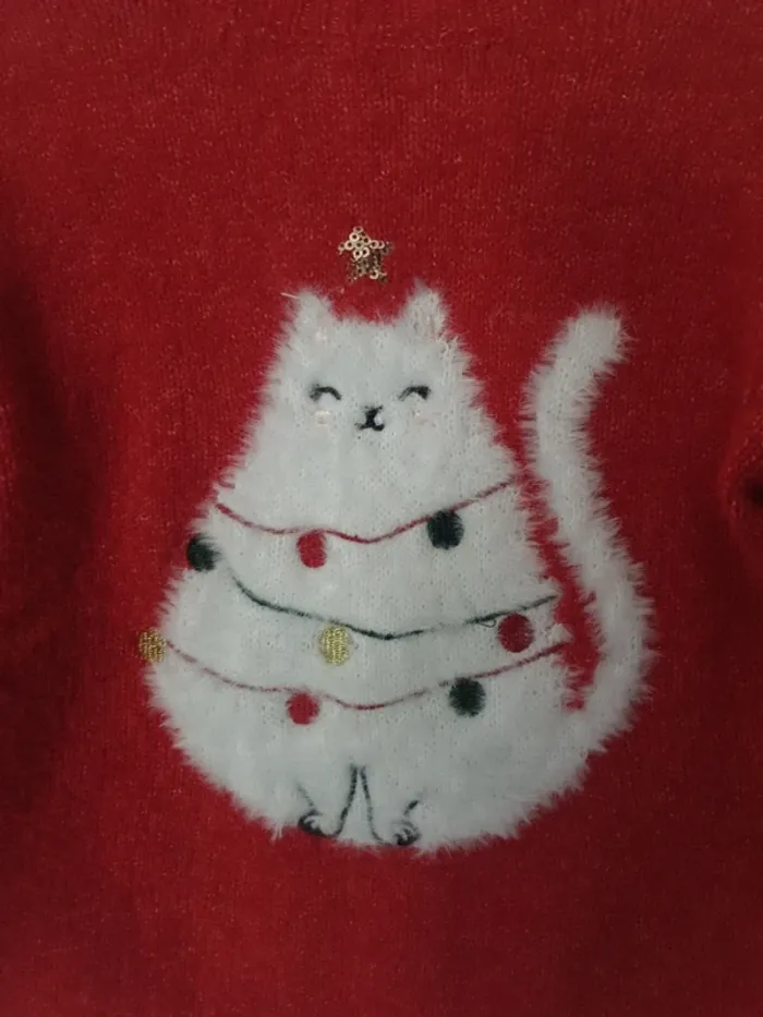 Pull chat Noël hiver A1260 - photo numéro 2