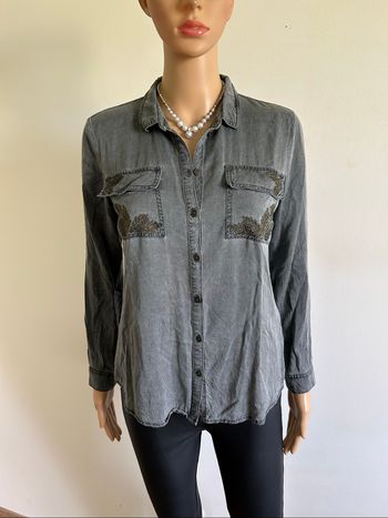Chemise grise à manches longues Esprit taille française 34 TBE