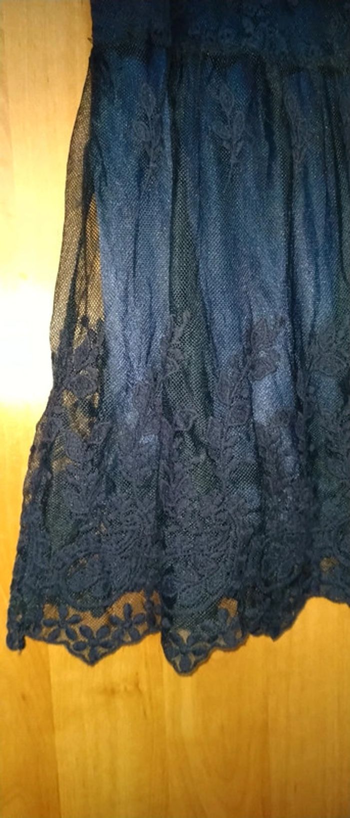 Jupe de fête volantée en tulle et broderies marine femme taille unique it hippie - photo numéro 4