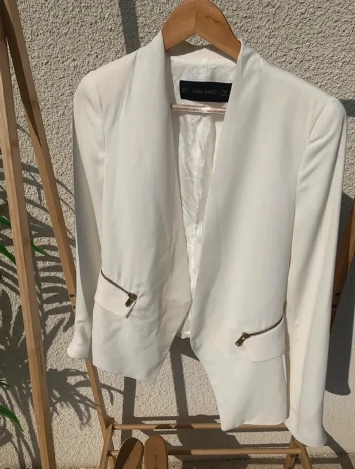 Veste / blazer Zara blanc taille 38 - photo numéro 3