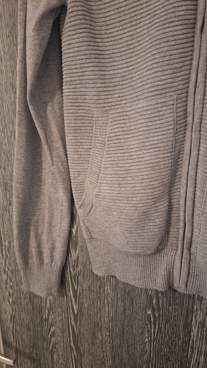 Gilet zippé en mailles torsadé gris - photo numéro 3