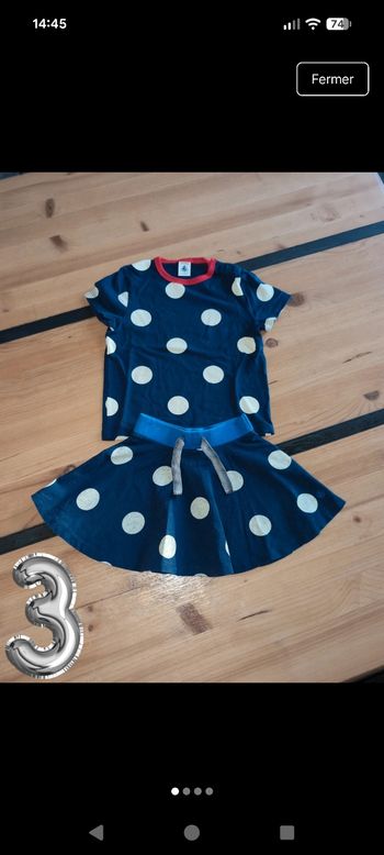 Ensemble jupe / tee-shirt Petit Bateau 36 mois / 3 ans