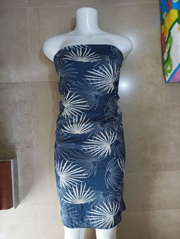 paréo ou foulard imprimé marine et blanc 176 x 104 cm Lara Ethnics Neuf