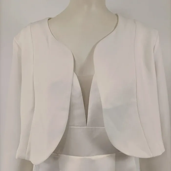 Robe longue blanche satinée Charms avec veste boléro assortie taille S cérémonie A099 - photo numéro 10