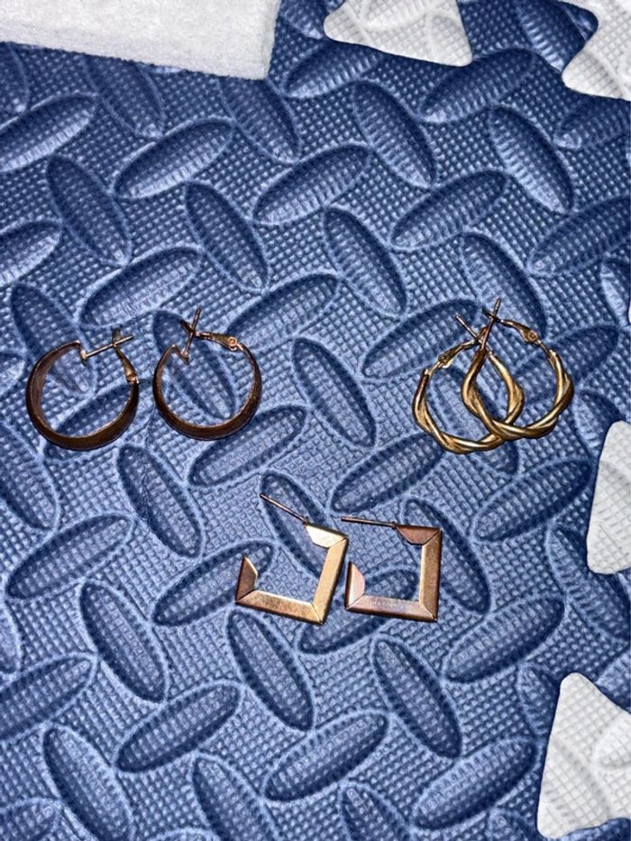 Lot de 3 boucles d’oreilles dorées, cuivrées - photo numéro 6
