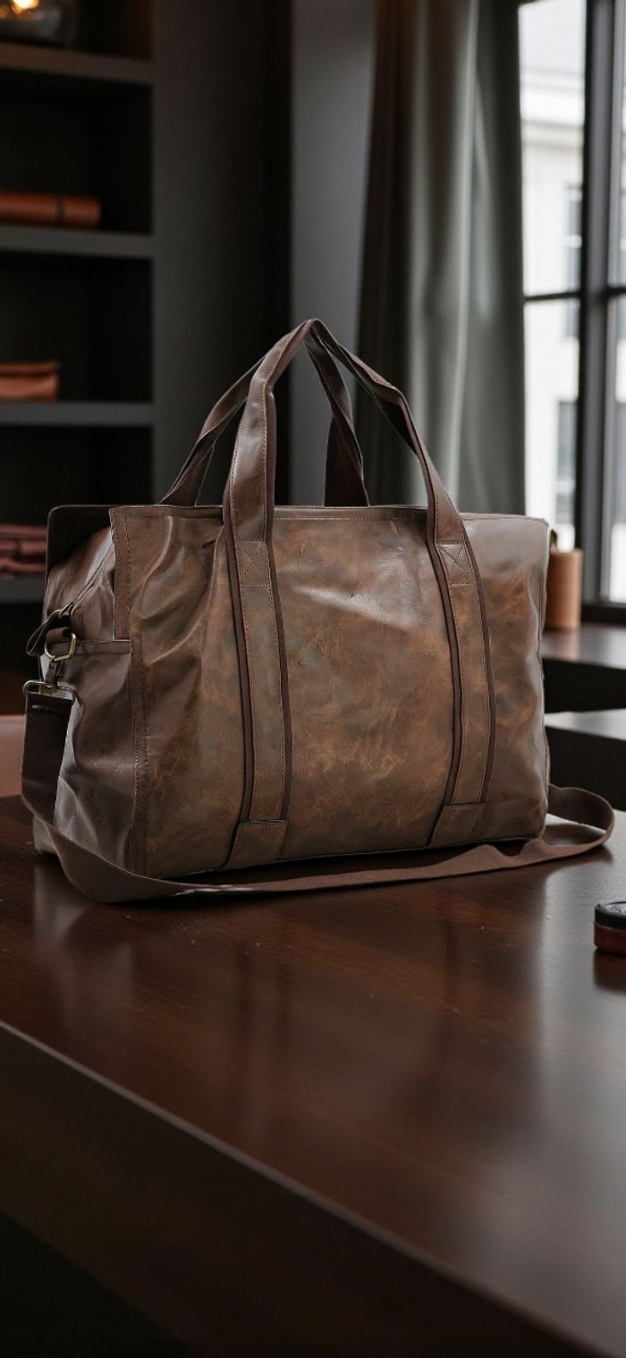 Sac de voyage en cuir pu lisse haute qualitie - photo numéro 9