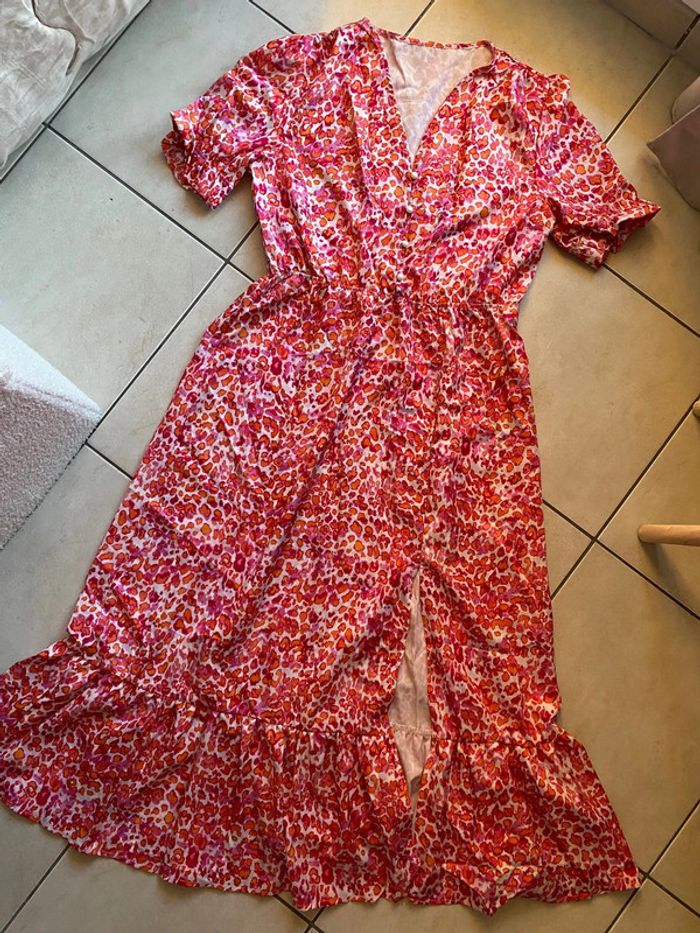 Robe femme longue léopard leo rouge orange blanc - photo numéro 6