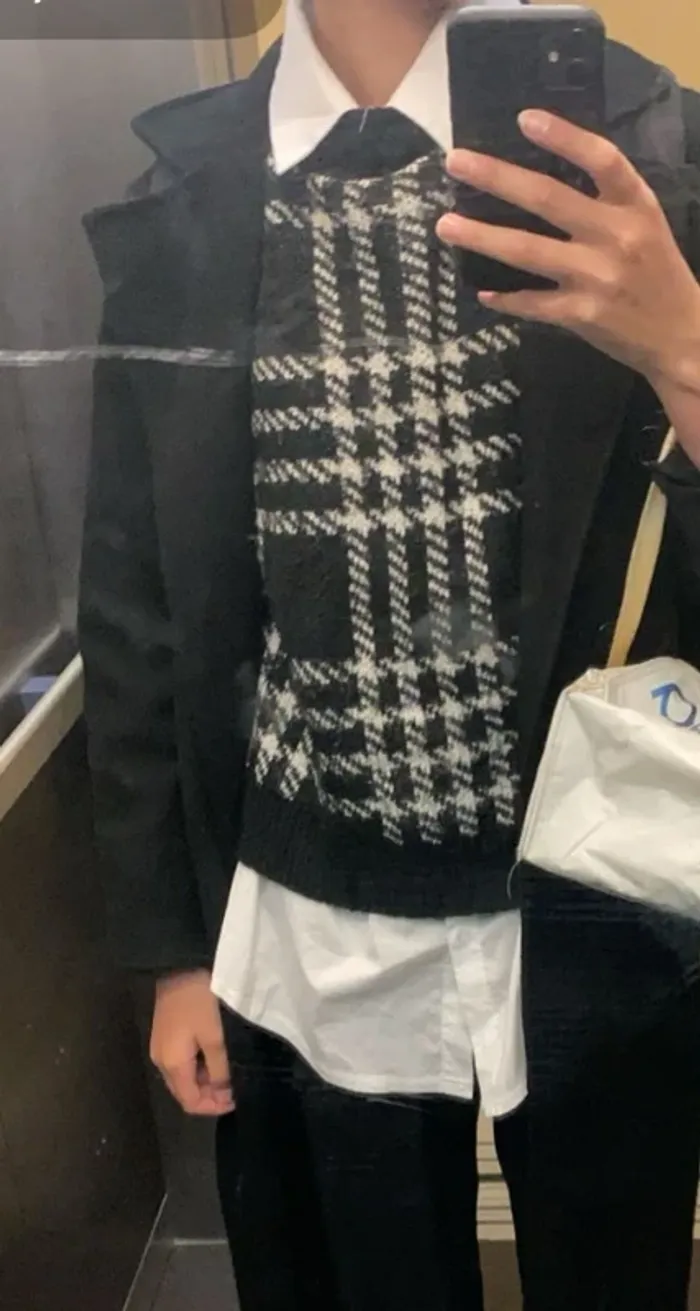 Pull hiver à carreaux