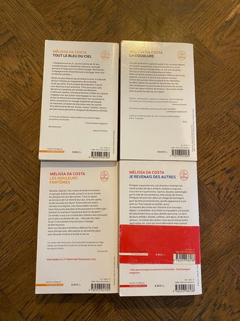 Lot de 4 livres de Mélissa Da Costa : La doublure, les douleurs fantômes, je revenais des autres