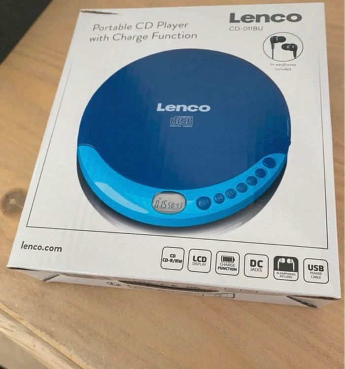 Lenco CD-011 - Lecteur CD portable Avec écouteurs et câble de recharge micro-USB - Écran LCD - Bleu - photo numéro 3