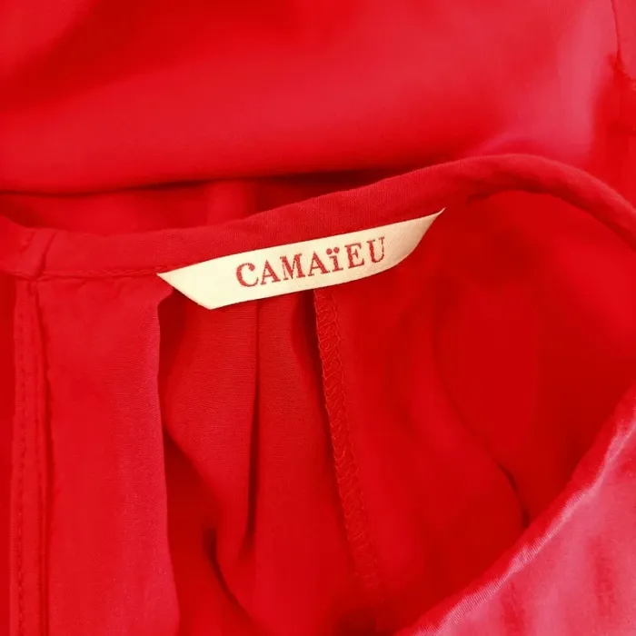 Robe rouge Camaïeu fluide taille 40 col rond dos noué A001 - photo numéro 9