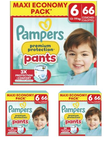 3 cartons couches Pampers premium taille 6 pants