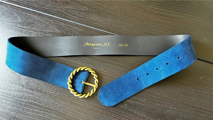Ceinture cuir bleu roi - photo numéro 3