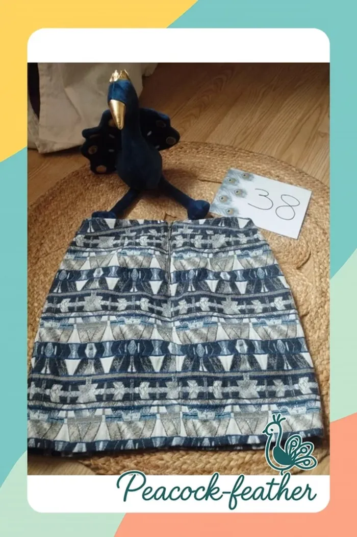 Jupe camaïeu 38 bleue neuve - photo numéro 5