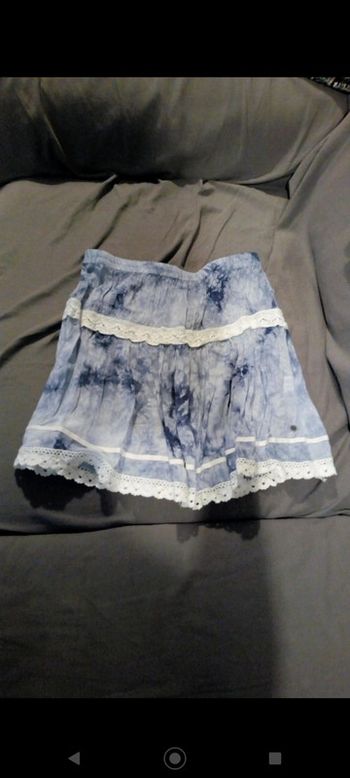 Jupe bleue volanté avec broderie Bonobo