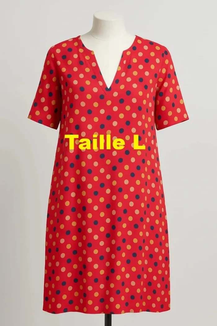 Robe rouge motif rond multicolore Pako Litto Taille L