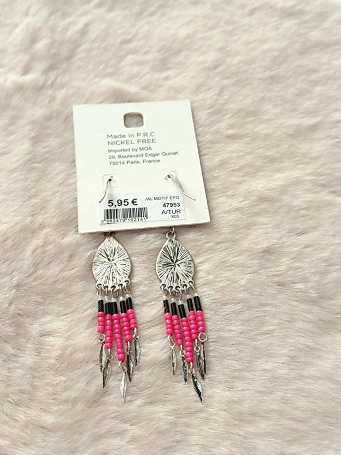 Boucle d'oreille style Navajo-Bohéme Argenté - photo numéro 2