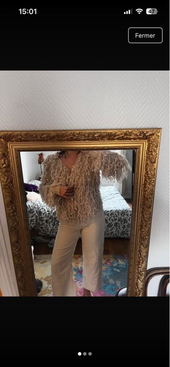 Gilet fausse fourrure beige