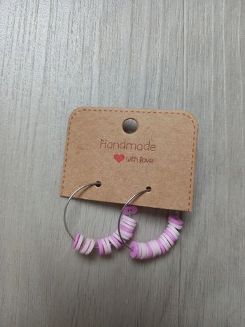 Boucles d'oreilles annaux rose neuf fait main