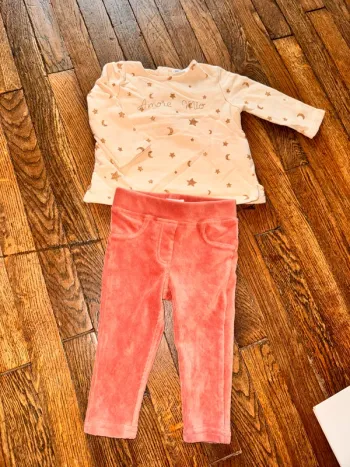 Sweat et bas velour Bout’chou  9 mois