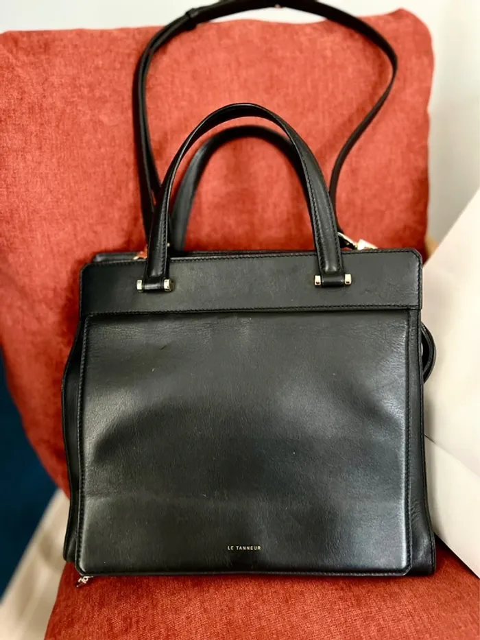 Sac à main noir, en cuir, avec porte carte, Le Tanneur - photo numéro 2