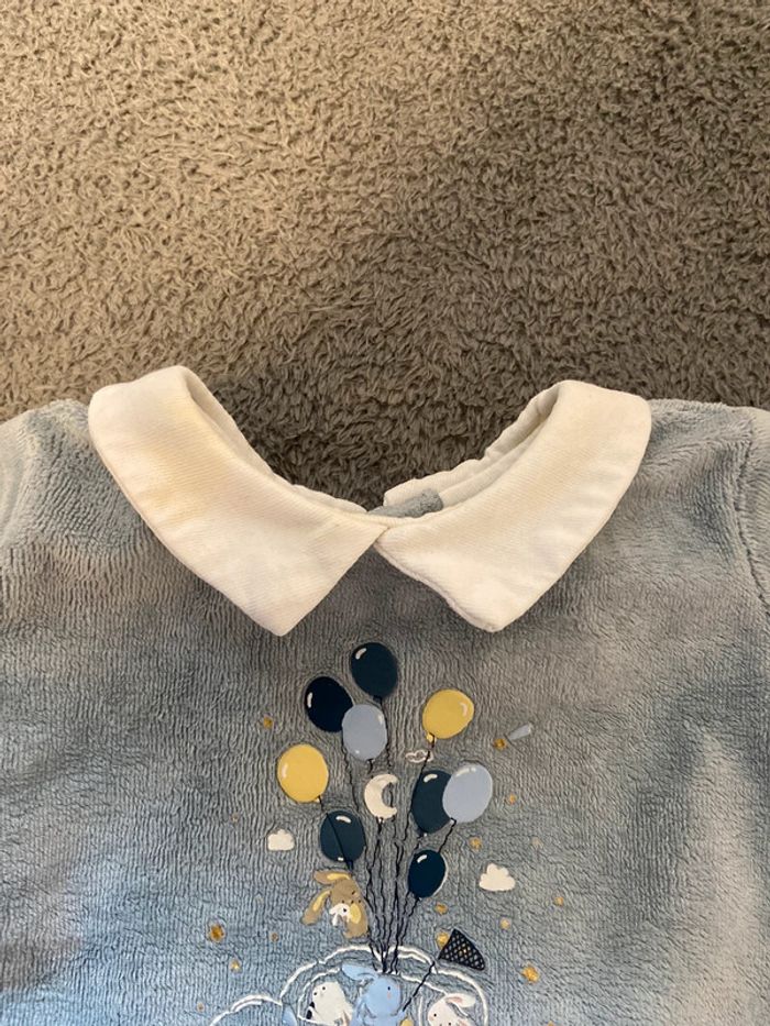 Pyjama grenouillère bleu gris sergent major 1 mois 53 cm - photo numéro 2