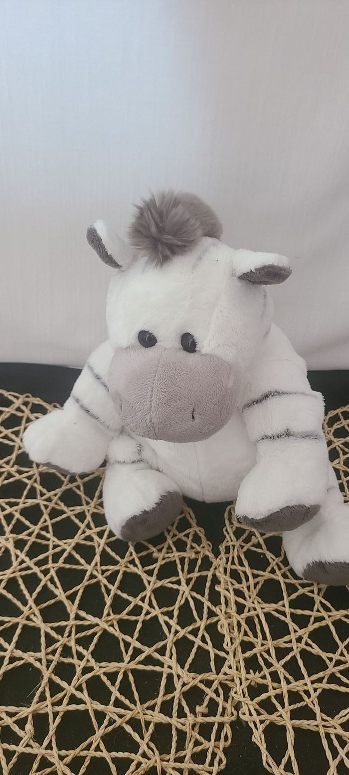 Peluche Zèbre Bébé Rêve gris blanc rayé Bébé rêve 25 cm - photo numéro 2