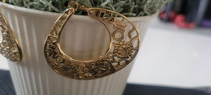 Boucles d'oreilles pierre lang dorées - photo numéro 2