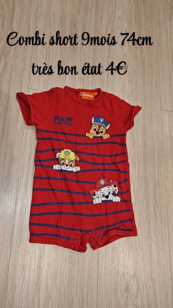 Combishort pat'patrouille 9mois combishort pat'patrouille 9mois