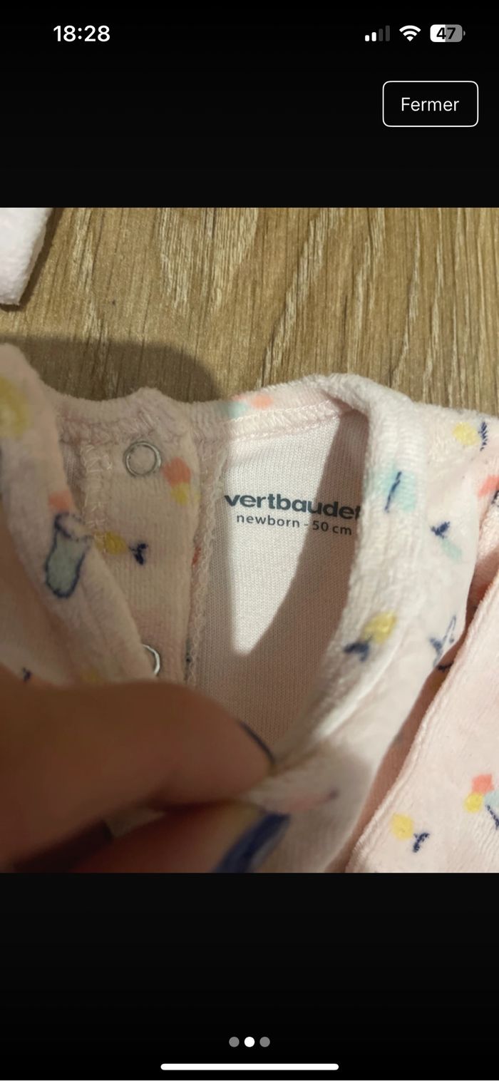 Lot 2 pyjamas velours naissance - photo numéro 2