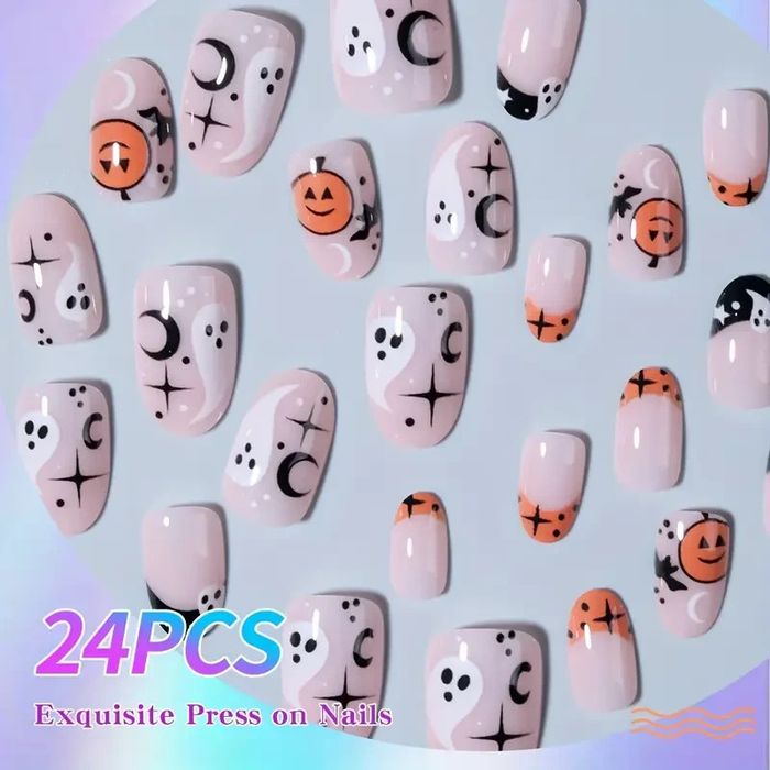 🎃👻 Faux ongles Halloween Mini Frissons – 24 pièces pour un look adorablement spooky ! 💅🧡 - photo numéro 3