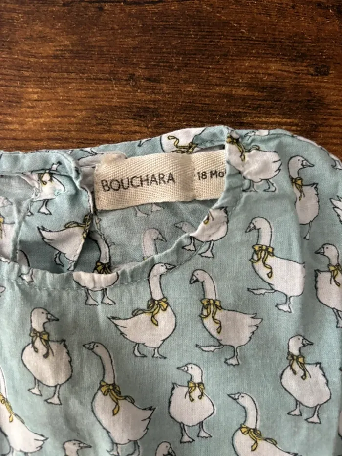 Blouse vert d’eau avec petites oies - photo numéro 3
