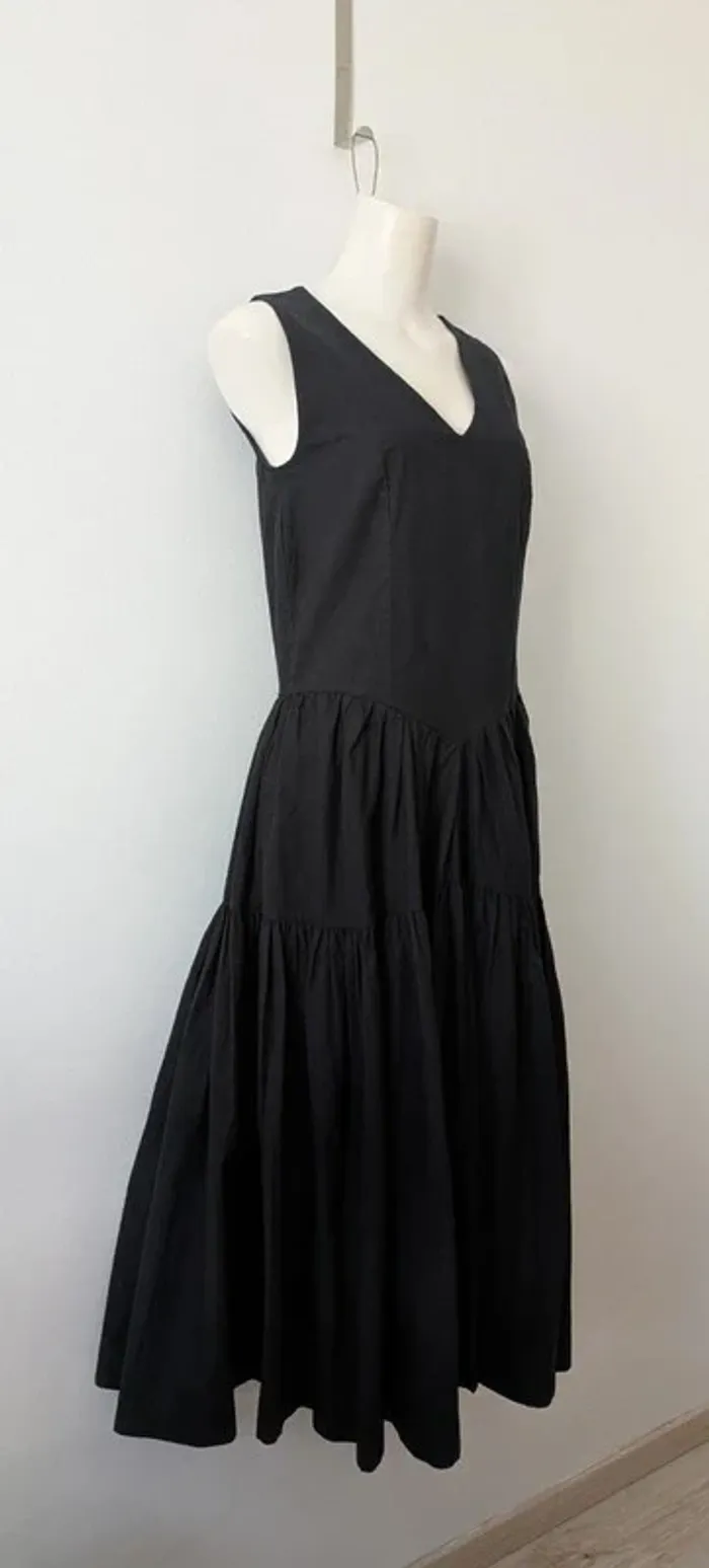 Robe noire longue vintage ample - 100% coton - Laura Ashley - taille 38 - photo numéro 2