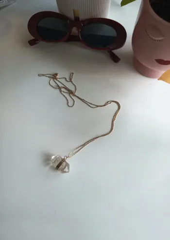 Sautoir fin doré claire's façon crystal de quartz