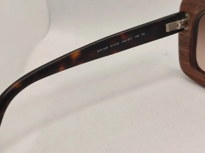Lunettes de soleil Prada en bois et acétate marron - photo numéro 3