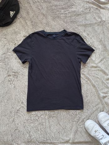 T-shirt bleu marine à rayures bordeaux taille L - Kiabi