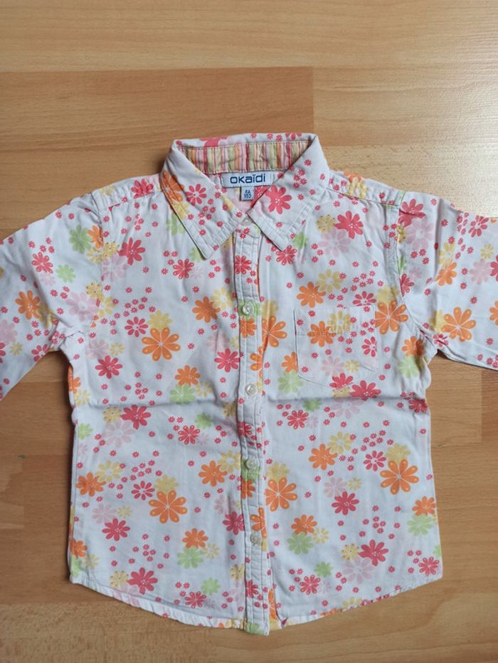 Chemise blanche fleurie Liberty Okaïdi 4 ans