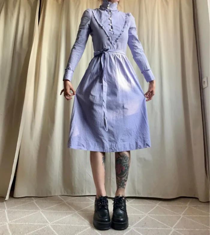 Authentic vintage Laura Ashley Cottagecore dress made in Wales Folk Prairie - Taille S - photo numéro 7