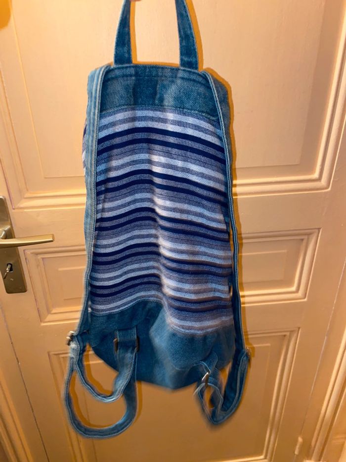 Petit sac à dos enfant en tissu jean - photo numéro 3
