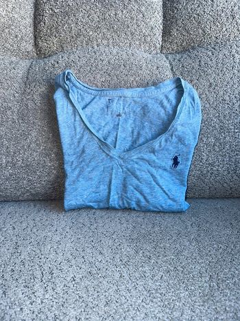 T shirt col v bleu ciel Ralph Lauren