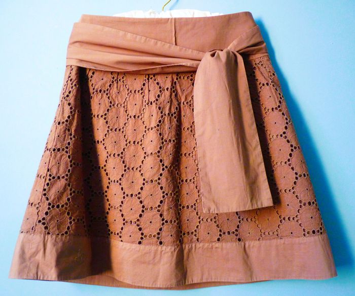 Jupe Femme IKKS 36 S kakie taille haute ceinture maille anglaise TBE - photo numéro 3