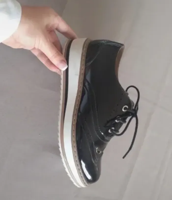 Chaussures compensées vernis noir - Gémo - Taille 38 - photo numéro 4