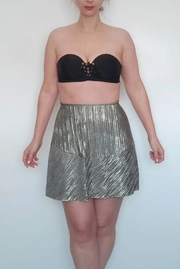 Mini jupe évasée argentée soirée taille 36