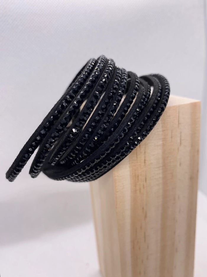 Bracelet double noir brillant / Velours - photo numéro 3