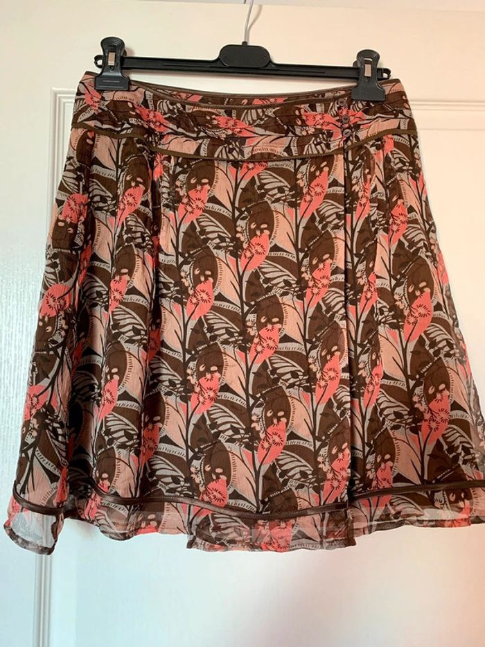 Jupe imprimée Naf Naf T. 40 marron corail